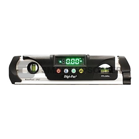 Digi-Pas WATERPROOF IP67 Digital Torpedo Level and Protractor, Magnet, LED Display, 005 deg, 9 inch 2-00285-99